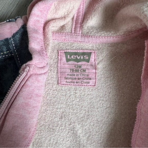 NWT Levis Baby Pink & Blue Jean Jacket Look Zipper Hoodie . Size 12 months - Picture 6 of 11